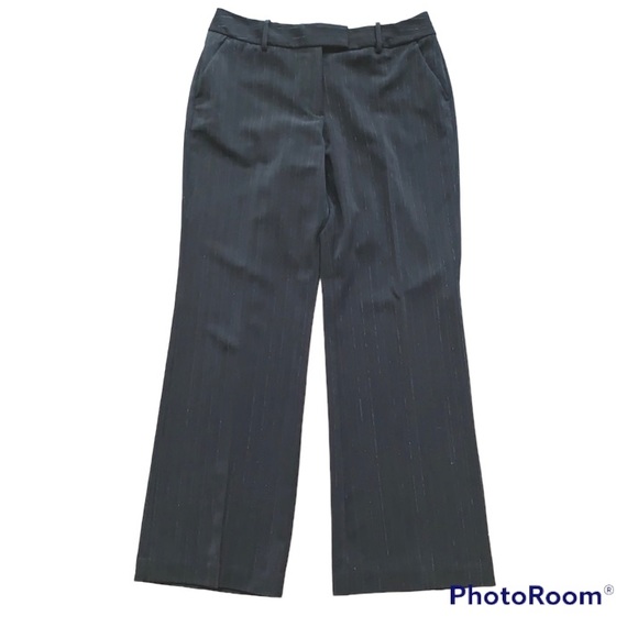 WORTHINGTON TROUSER PANTS PINSTRIPE STRETCH WIDE LEG HIGH RISE BLACK SIZE 10 - Picture 1 of 8